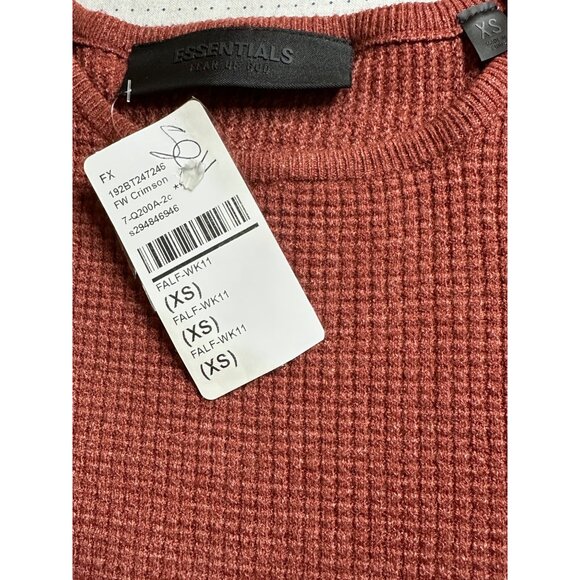 Fear of God ESSENTIALS Waffle Fitted Long Sleeve in Crimson X-Small New Womens - Picture 8 of 12